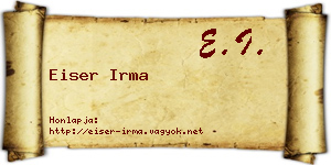 Eiser Irma névjegykártya